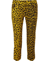 R13 Joey Leopard Print Mid Rise Slim Leg Jeans