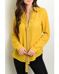 Roly Poly Mustard Necktie Blouse