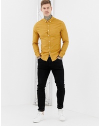 ASOS DESIGN Skinny Oxford Shirt In Mustard