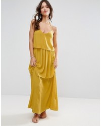 Asos Tiered Maxi Dress In Crinkle Fabric
