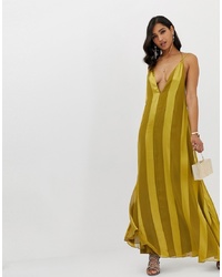 ASOS DESIGN Trapeze Maxi Dress With Plunge Neck In Soft And Solid Stripe
