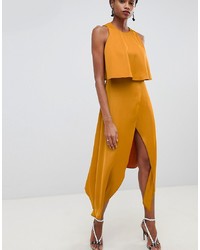 ASOS DESIGN Double Layer Thigh Split Maxi Dress