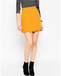 Asos Collection A Line Mini Skirt With Scallop Hem