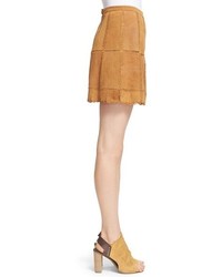 Free People Piece Out Suede Miniskirt