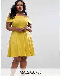 Mustard Off Shoulder Dress