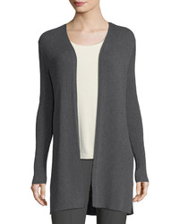 Eileen Fisher Long Straight Wool Crepe Cardigan Plus Size