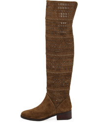 Donald J Pliner Devya Over The Knee Perforated Suede Boot