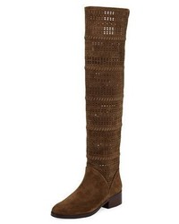 Donald J Pliner Devya Over The Knee Perforated Suede Boot