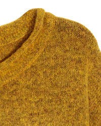 H&M Knit Sweater Mustard Yellow Melange Ladies