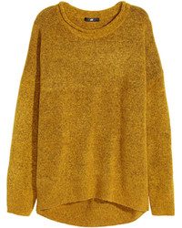 H&M Knit Sweater Mustard Yellow Melange Ladies