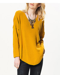 Mustard Textured Oversize Sweater
