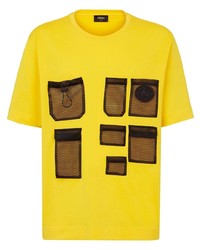 Mustard Patchwork Crew-neck T-shirt