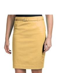 Atelier Luxe Amanda Chelsea Belted Skirt Stretch Cotton Sateen Yellow