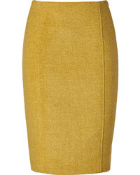 Jonathan Saunders Double Faced Wool Straight Skirt In Pea Green