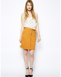 Yumi Zip Front Skirt Yellow