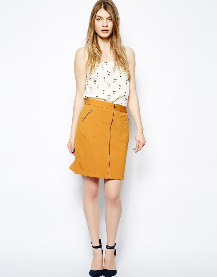 Cute Mini Skirt - Mustard Yellow Mini Skirt - Denim Mini Skirt - Lulus