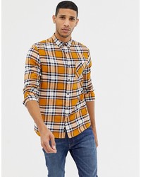 Burton Menswear Shirt In Orange Brushed Check