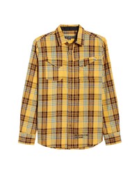Cult of Individuality World On Fire Plaid Button Up Shirt In Apricot At Nordstrom