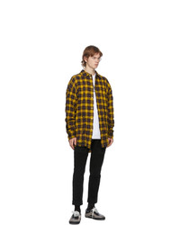 Palm Angels Yellow And Brown Round Logo Shirt