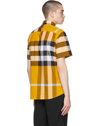 Burberry Yellow Check Stretch Poplin Short Sleeve Shirt