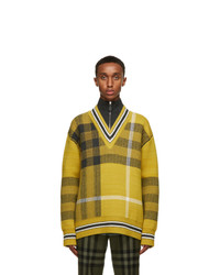 Mustard Plaid V-neck Sweater