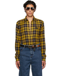 Mustard Plaid Wool Long Sleeve Shirt