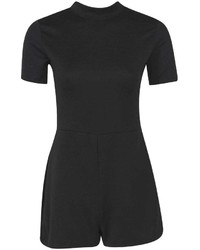 Boohoo Riley High Neck Ribbed Playsuit