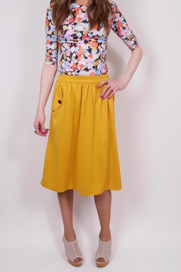 mustard skirt with pockets