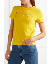 Emilio Pucci Appliqud Cotton Jersey T Shirt