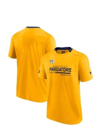 FANATICS Branded Gold Nashville Predators Authentic Pro Locker Room T Shirt