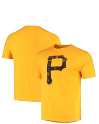 FANATICS Branded Gold Pittsburgh Pirates Weathered Official Logo Tri Blend T Shirt