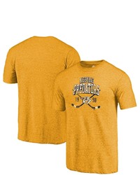 FANATICS Branded Heathered Gold Nashville Predators Line Shift Tri Blend T Shirt