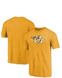 FANATICS Branded Heathered Gold Nashville Predators Primary Logo Tri Blend T Shirt