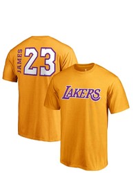 FANATICS Branded Lebron James Gold Los Angeles Lakers Side Sweep T Shirt