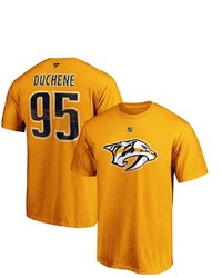 FANATICS Branded Matt Duchene Gold Nashville Predators Player Authentic Stack Name Number T Shirt