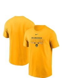 Nike Gold Milwaukee Brewers Color Bar T Shirt