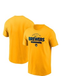 Nike Gold Milwaukee Brewers Primetime Property Of Practice T Shirt