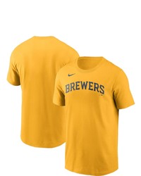Nike Gold Milwaukee Brewers Team Wordmark T Shirt