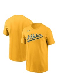 Nike Gold Oakland Athletics Team Wordmark T Shirt