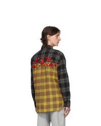 Awake NY Yellow Flannel Embroidered Rose Shirt