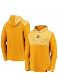 FANATICS Branded Gold Los Angeles Lakers Iconic Stealth Marble Blocked Pullover Hoodie