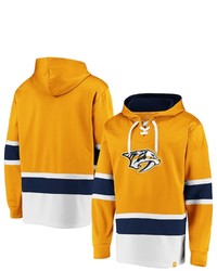 FANATICS Branded Gold Nashville Predators Iconic Power Play Lace Up Pullover Hoodie At Nordstrom