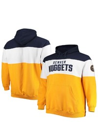 FANATICS Branded Navygold Denver Nuggets Big Tall Colorblock Wordmark Pullover Hoodie