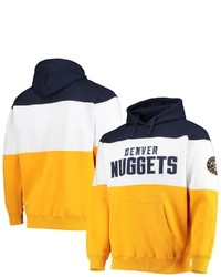 FANATICS Branded Navygold Denver Nuggets Colorblock Wordmark Pullover Hoodie