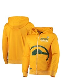 New Era Gold Green Bay Packers Drill Combine Authentic Full Zip Hoodie Jacket