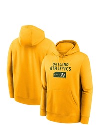 Nike Gold Oakland Athletics Team Lettering Club Pullover Hoodie