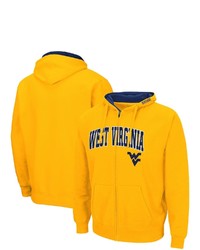Colosseum Gold West Virginia Mountaineers Arch Logo 30 Full Zip Hoodie