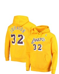 Mitchell & Ness Magic Johnson Gold Los Angeles Lakers Name Number Pullover Hoodie At Nordstrom