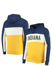 Junk Food Navywhite Indiana Pacers Wordmark Colorblock Fleece Pullover Hoodie