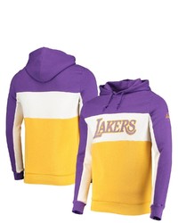Junk Food Purplewhite Los Angeles Lakers Wordmark Colorblock Fleece Pullover Hoodie